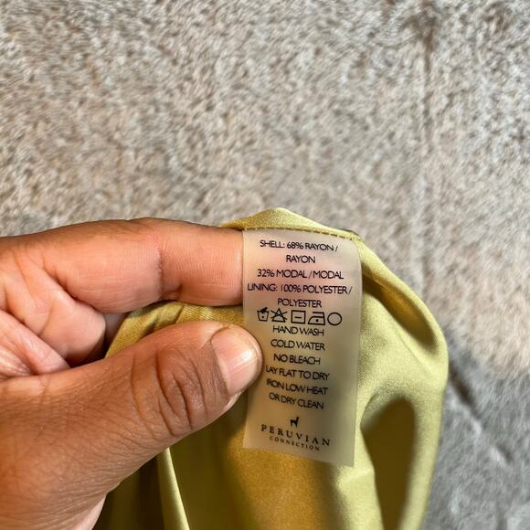 Peruvian Connection Jaipur Maxi Skirt Sz 6 olive green floral Boho Cottage Fairy - Picture 3 of 7